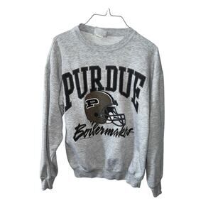 Vintage Purdue Boilermakers Sweatshirt Large Gray 90s NCAA Football Indiana READ